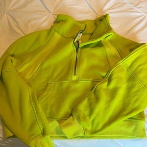 Lululemon bright green, half zip scuba